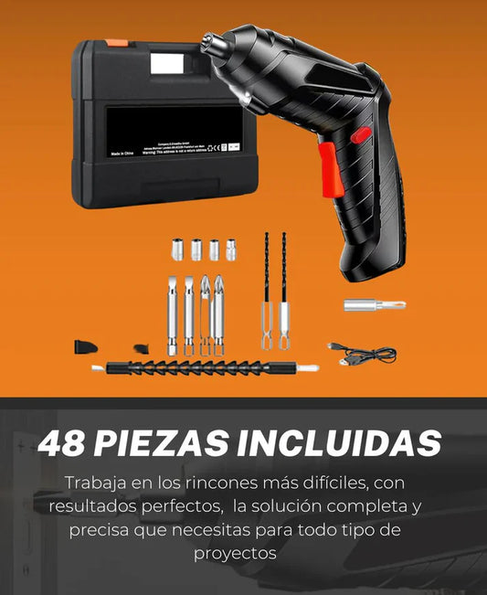 DESTORNILLADOR INALÁMBRICO CON 48 PIEZAS