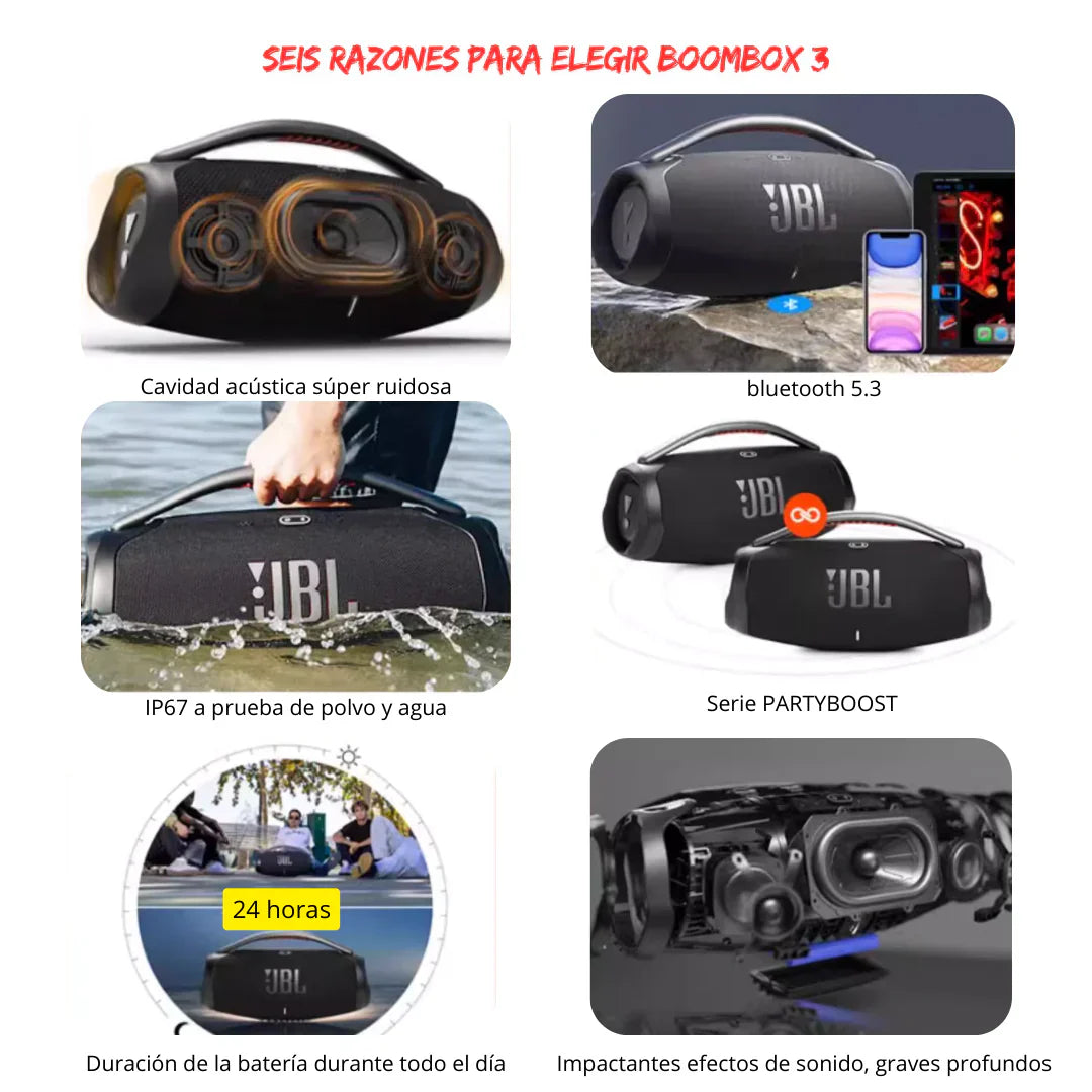 PARLANTE JBL BOOMBOX 3.5 MAX RESISTENTE AL AGUA Y AL POLVO